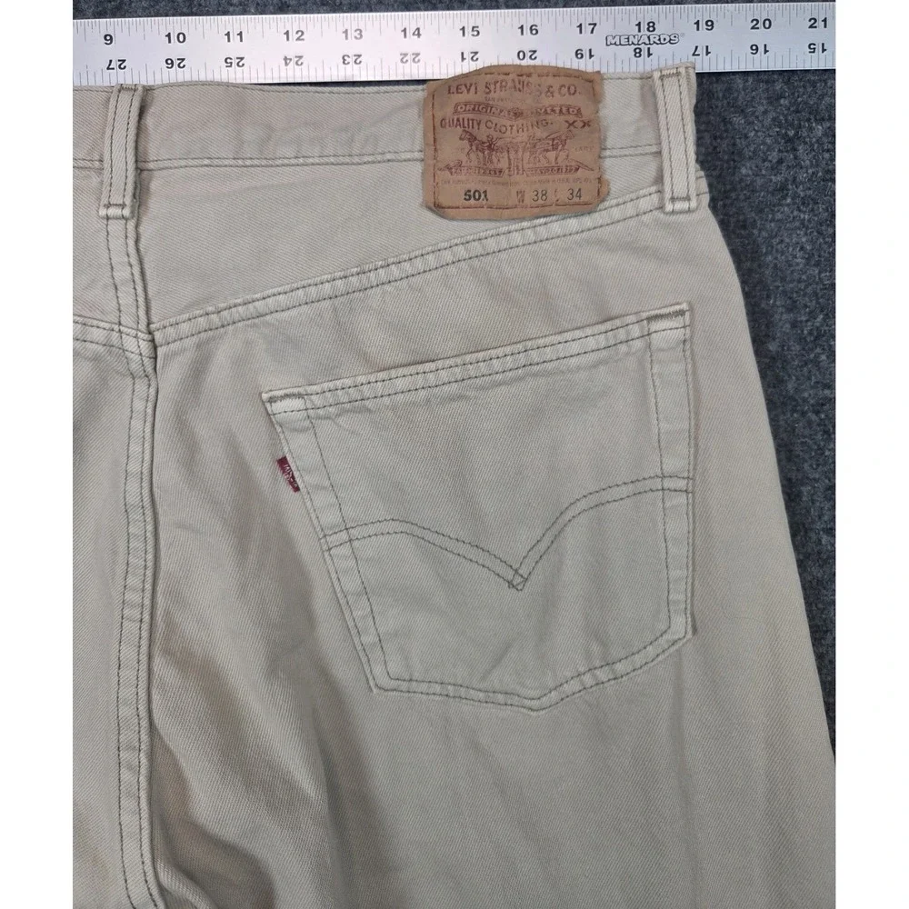 Levis 501xx Jeans Mens 38x34 Beige USA Button Fly